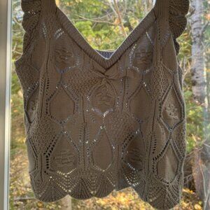 Chelsea & Violet Light Blue Crochet Tank SZ XL